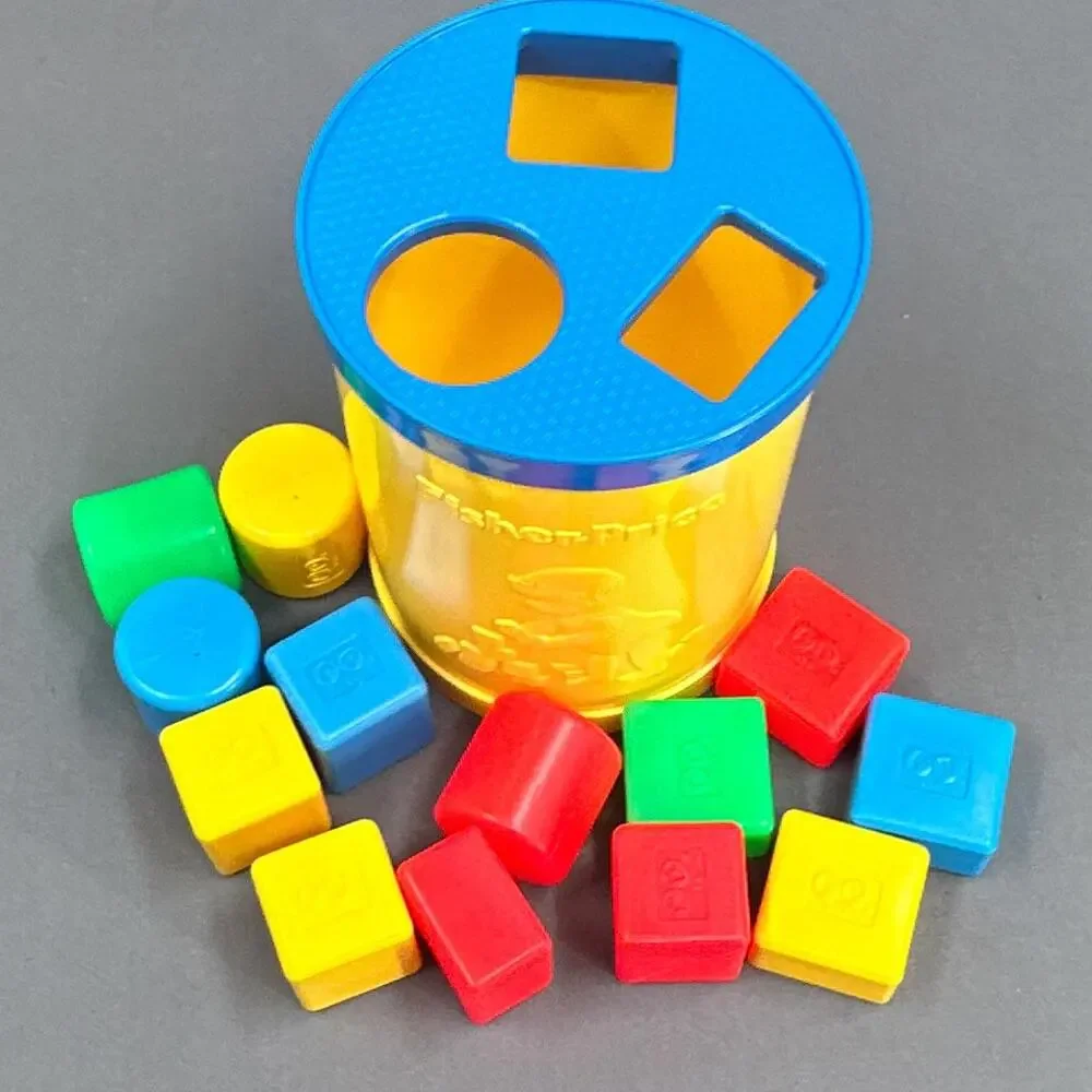 VTG 70s Fisher Price Babys First Blocks Toddler Shape Sorter Toy 13 blocks USA